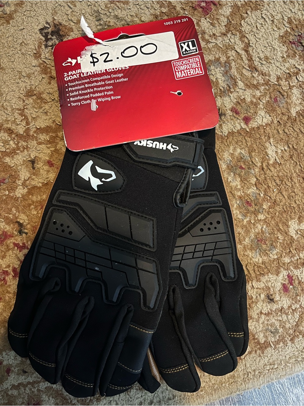 Husky Heavy Duty Goat Leather Work Gloves - Size X-Large (XL)